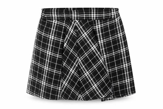 SHEIN Womens Black Plaid Polyester Skater Skirt Size M
