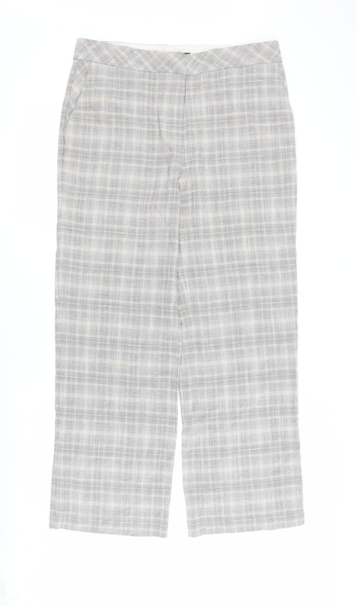 NEXT Womens Multicoloured Plaid Viscose Carrot Trousers Size 12 L30 in Regular Zip