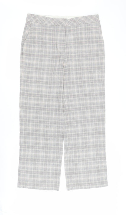 Next Womens Multicoloured Plaid Viscose Carrot Trousers Size 12 L30 in Regular Zip