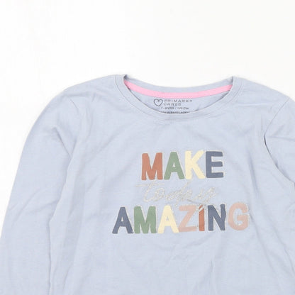 Preloved Primark  Girls Blue  Cotton Pullover Casual Size 7-8 Years Round Neck Pullover - Make Today Amazing - Detail