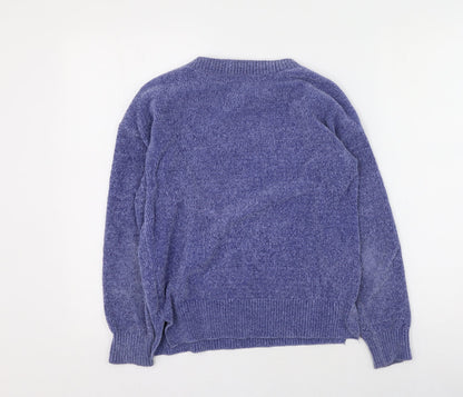 Preloved F&F Womens Blue Round Neck  Polyester Pullover Jumper Size 6 - Back