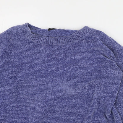 Preloved F&F Womens Blue Round Neck  Polyester Pullover Jumper Size 6 - Detail