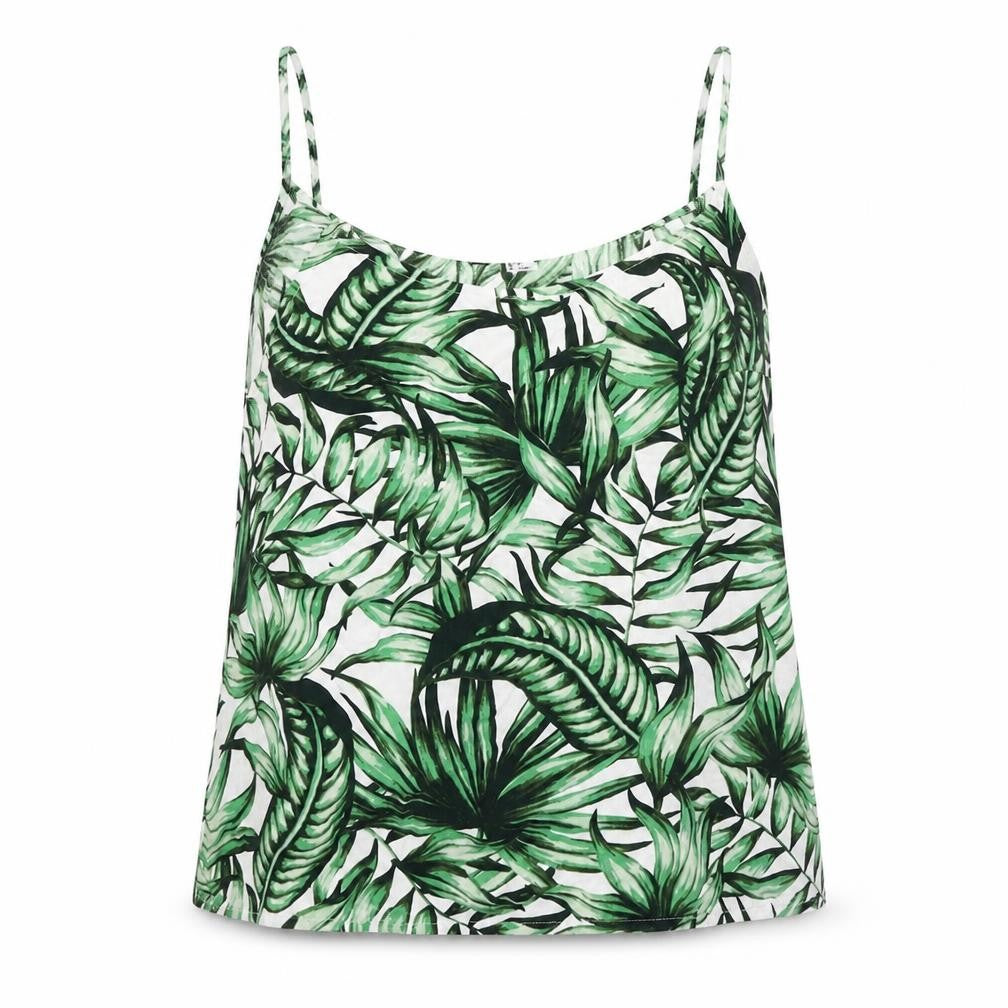 Divided Womens Green Floral Viscose Basic Tank Size 10 Round Neck