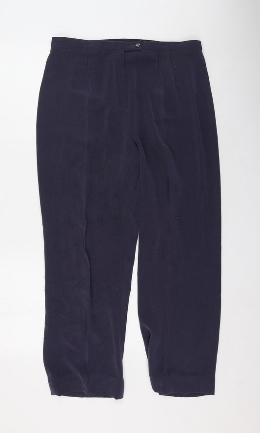 Gold Womens Blue  Polyester Trousers  Size 16 L25 in Regular Zip