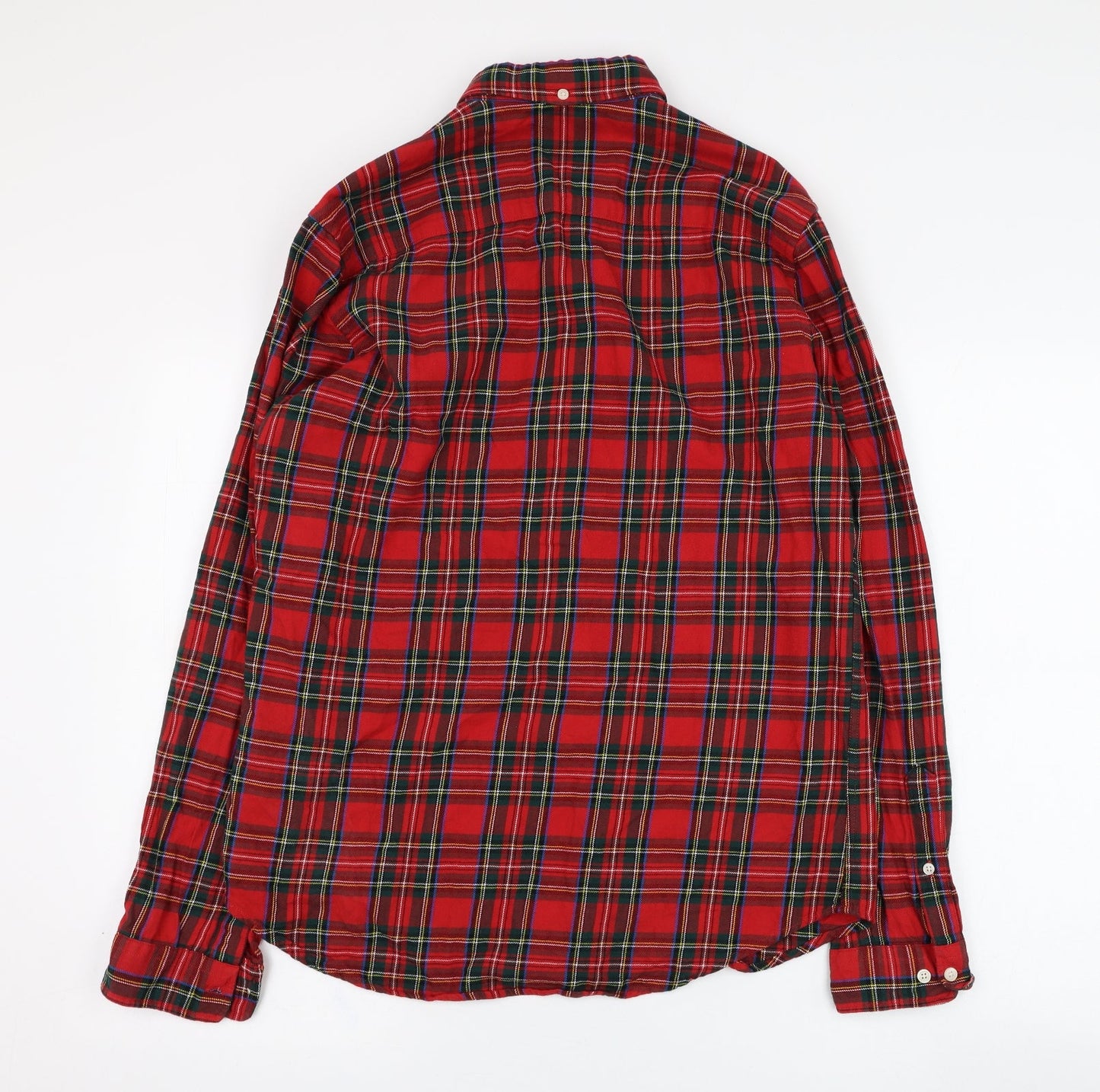 NEXT Mens Red Check Cotton  Button-Up Size M Collared Button