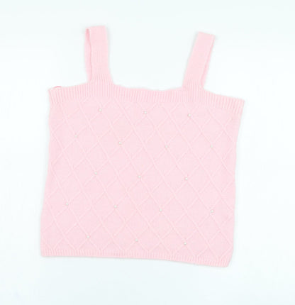 Savida Womens Pink  Acrylic Basic Tank Size M Square Neck