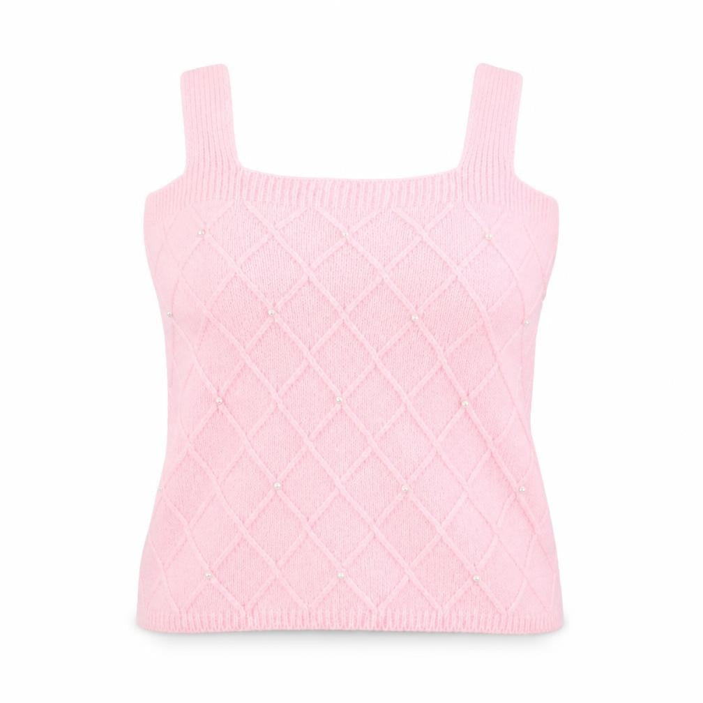 Savida Womens Pink  Acrylic Basic Tank Size M Square Neck