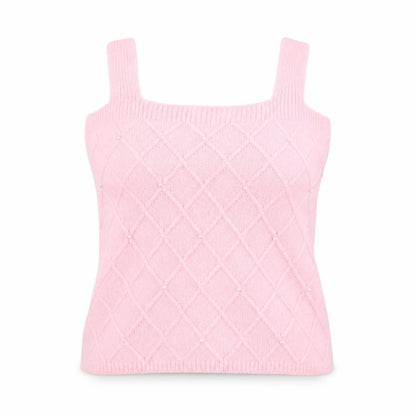 Savida Womens Pink  Acrylic Basic Tank Size M Square Neck