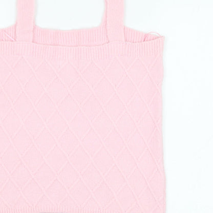 Savida Womens Pink  Acrylic Basic Tank Size M Square Neck