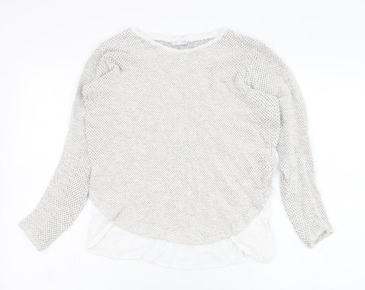 Zara Womens Grey Round Neck  Viscose Pullover Jumper Size M