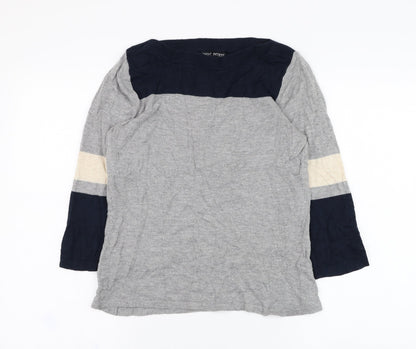 Next Womens Grey Round Neck  Cotton Pullover Jumper Size 10