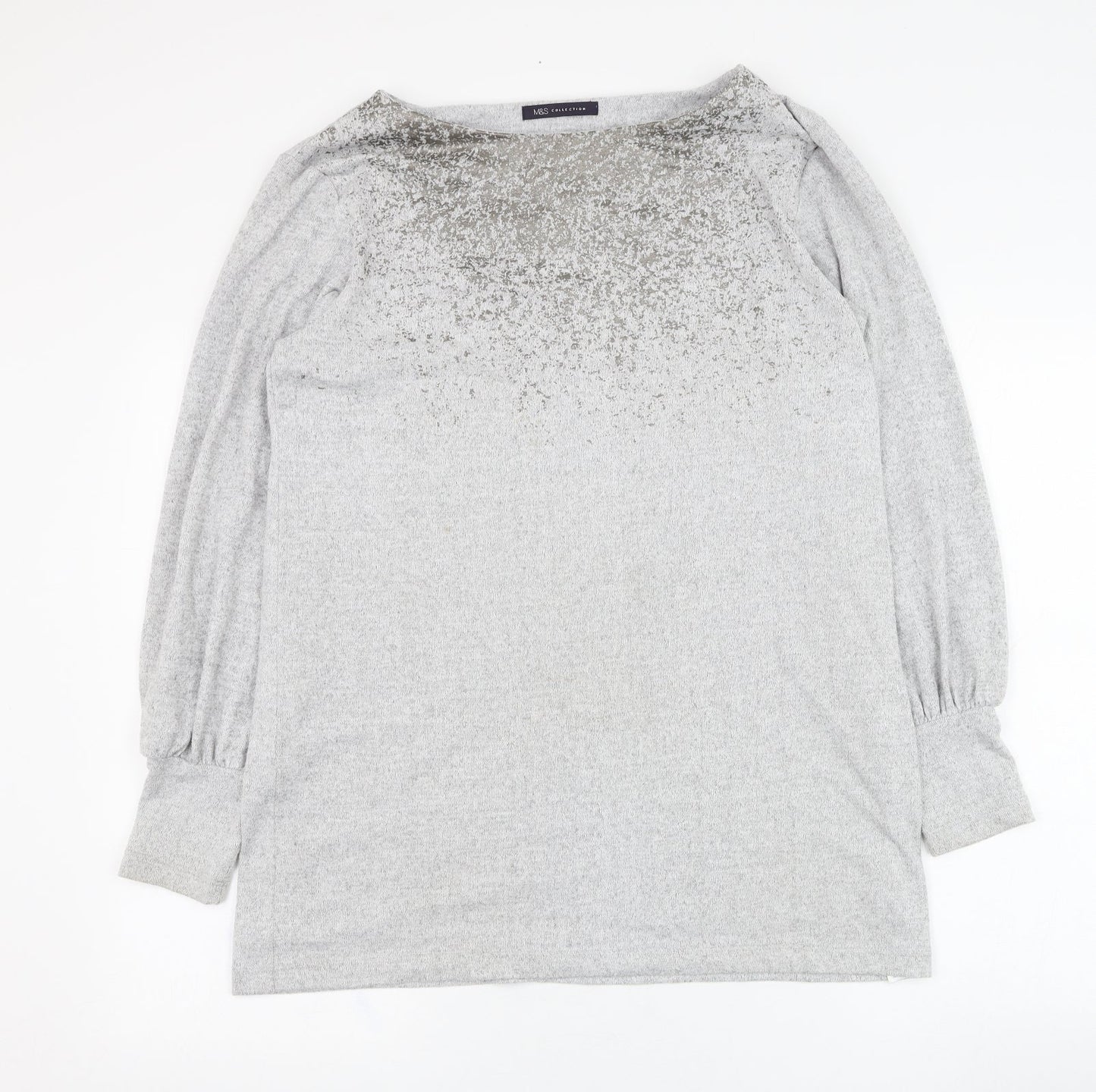 Marks and Spencer Womens Grey  Polyester Pullover Sweatshirt Size 12  Pullover