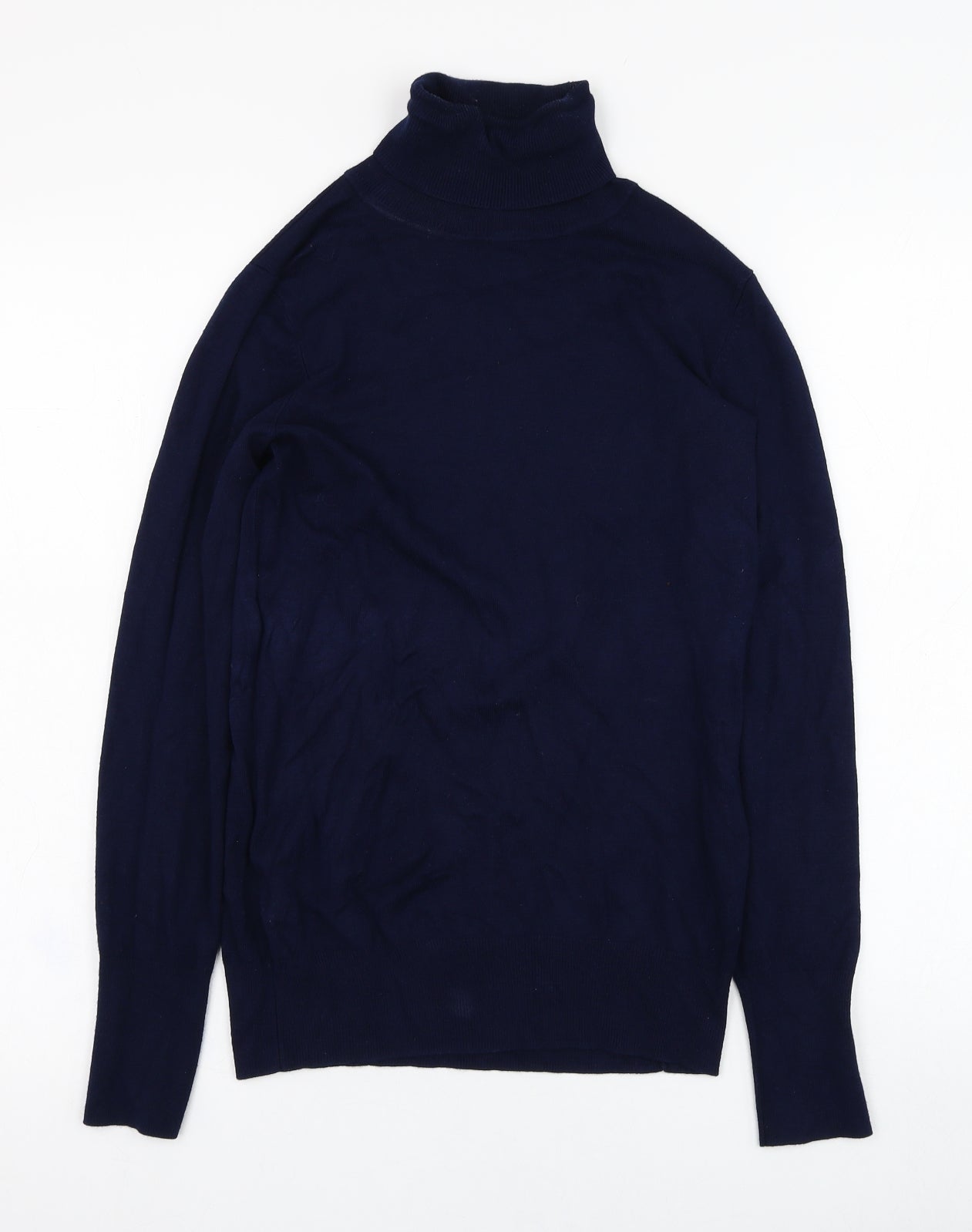 Dunnes Stores Womens Blue Roll Neck  Viscose Pullover Jumper Size 8