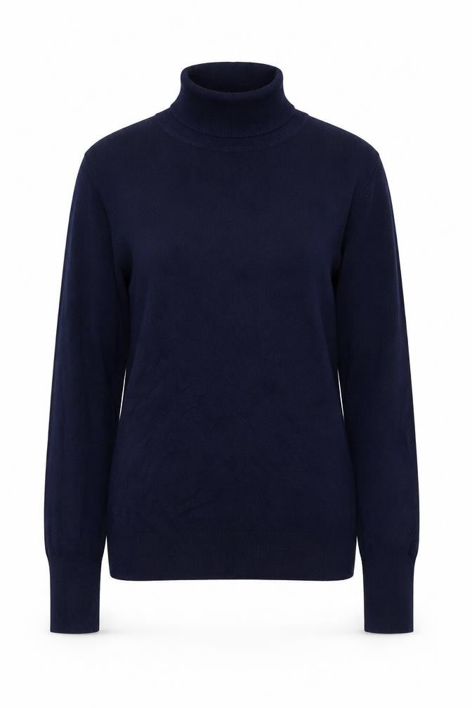 Dunnes Stores Womens Blue Roll Neck  Viscose Pullover Jumper Size 8