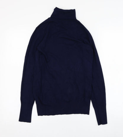 Dunnes Womens Blue Roll Neck  Viscose Pullover Jumper Size 8