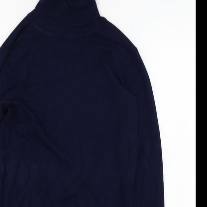 Dunnes Womens Blue Roll Neck  Viscose Pullover Jumper Size 8