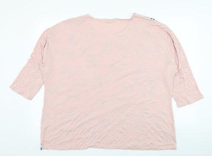 Preloved Dunnes Stores Womens Pink Floral Polyester Basic Blouse Size 20 Round Neck - Back