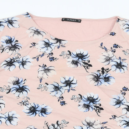 Preloved Dunnes Stores Womens Pink Floral Polyester Basic Blouse Size 20 Round Neck - Detail