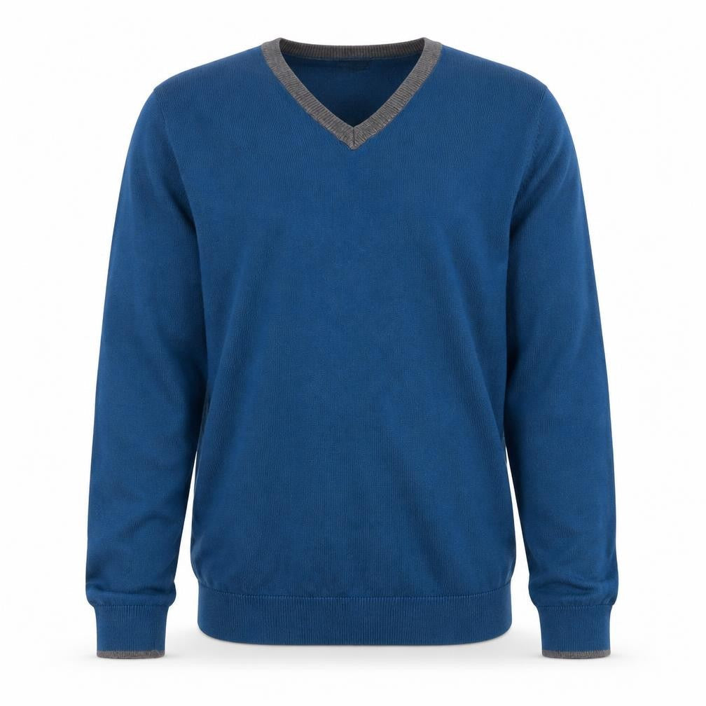 Marks & Spencer Mens Blue V-Neck  Acrylic Pullover Jumper Size L