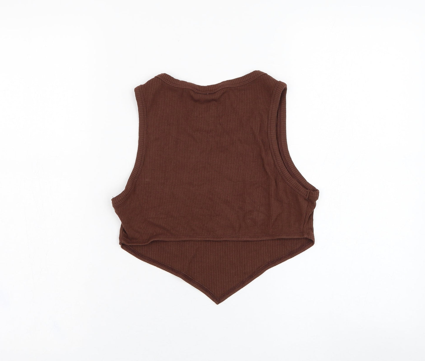 SheIn Womens Brown  Viscose Basic Tank Size 10 Round Neck - Honey