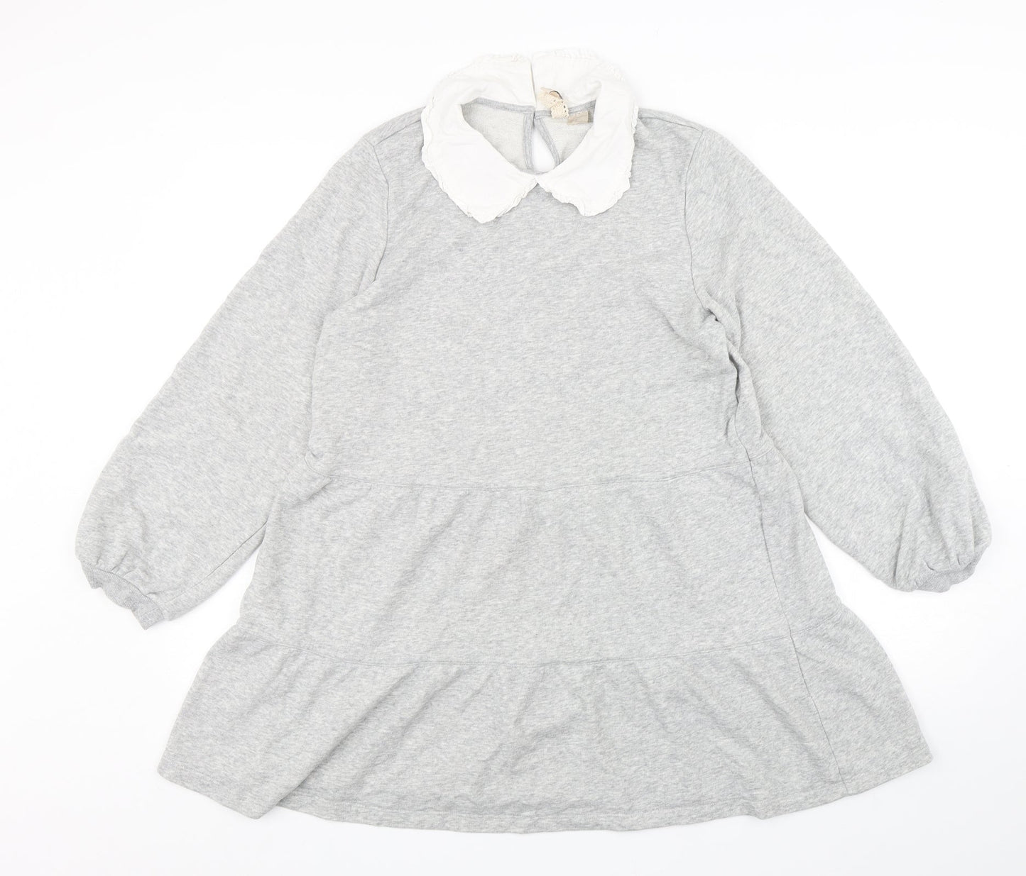 H&M Womens Grey Collared  Cotton Pullover Jumper Size M