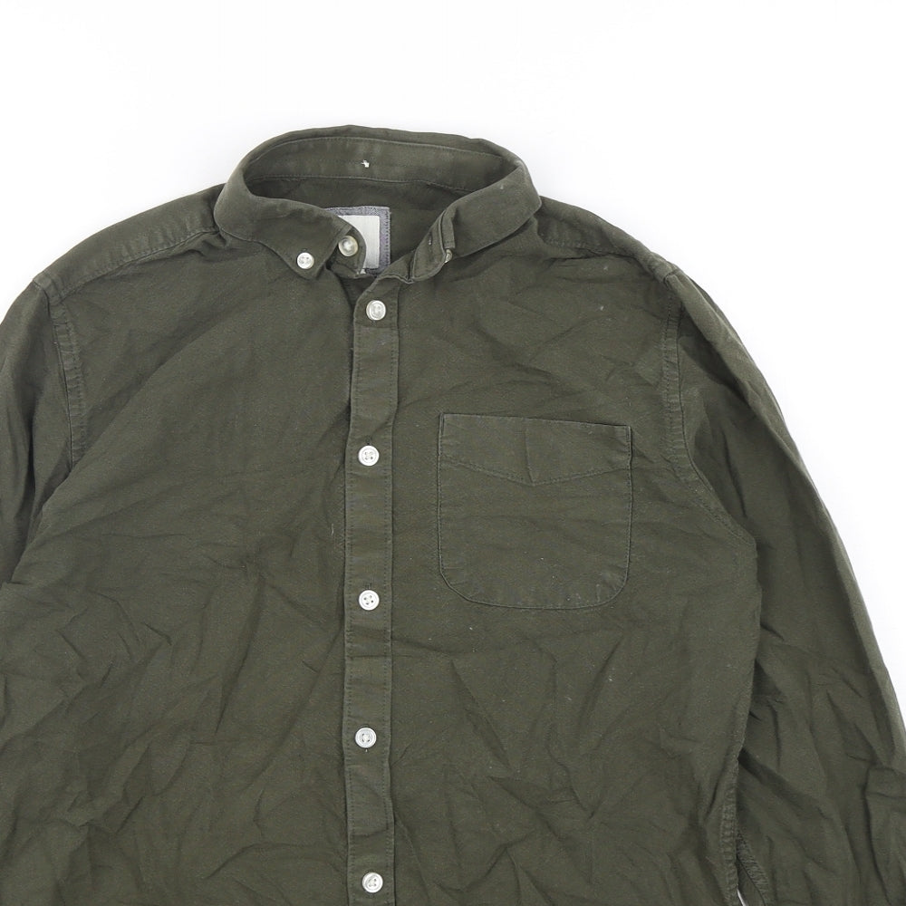 River Island Mens Green  Cotton  Button-Up Size XS Collared Button