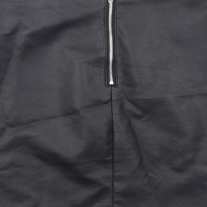 Preloved Primark Womens Black  Polyurethane Mini Skirt Size 6   Zip - Label