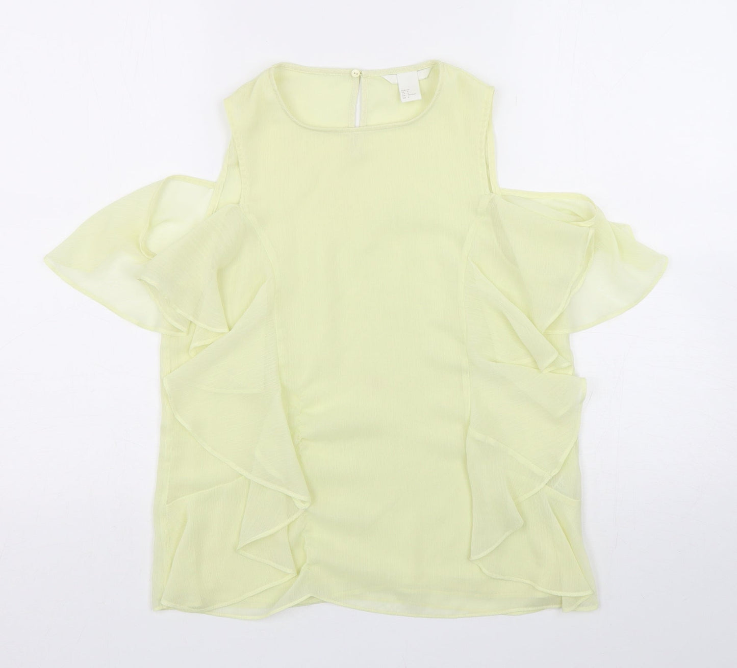 H&M Womens Green  Polyester Basic Blouse Size 8 Round Neck
