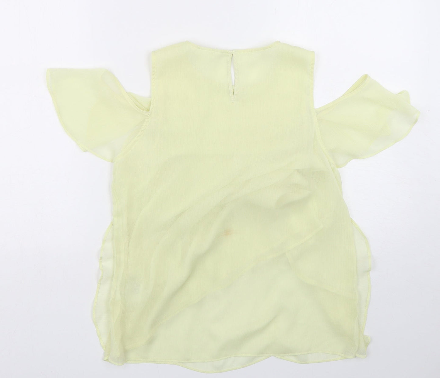 H&M Womens Green  Polyester Basic Blouse Size 8 Round Neck