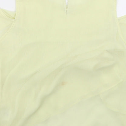 H&M Womens Green  Polyester Basic Blouse Size 8 Round Neck