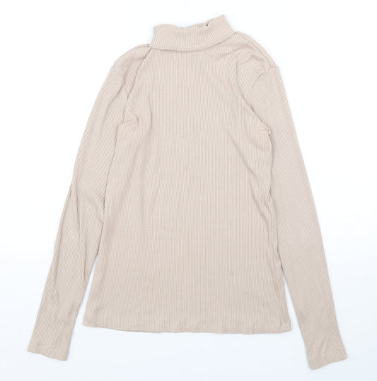 H&M Womens Beige Roll Neck  Viscose Pullover Jumper Size S