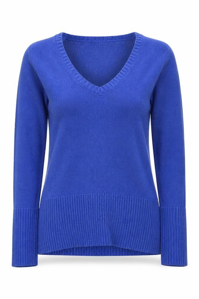 Jennyfer Womens Blue V-Neck  Acrylic Pullover Jumper Size S