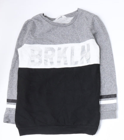 H&M Girls Multicoloured Colourblock Cotton Pullover Sweatshirt Size 9-10 Years  Pullover