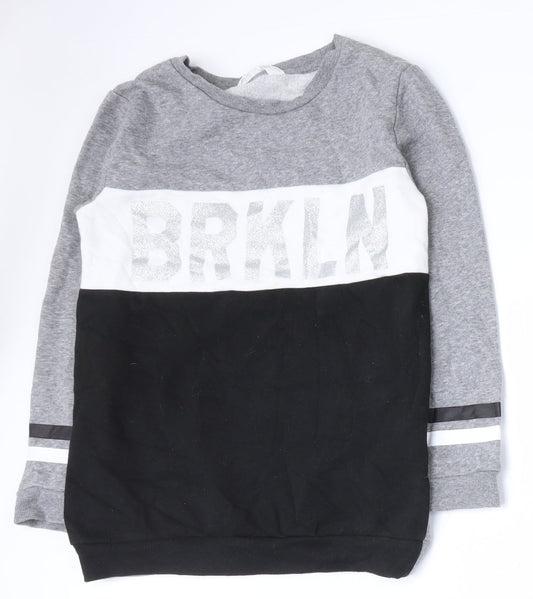 H&M Girls Multicoloured Colourblock Cotton Pullover Sweatshirt Size 9-10 Years  Pullover