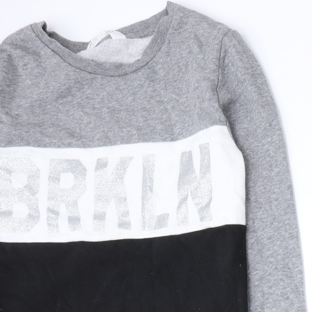 H&M Girls Multicoloured Colourblock Cotton Pullover Sweatshirt Size 9-10 Years  Pullover