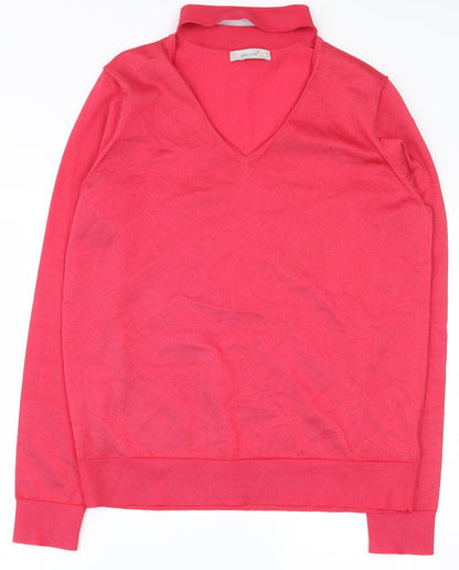 Per Una Womens Pink  Polyester Basic T-Shirt Size 14 V-Neck