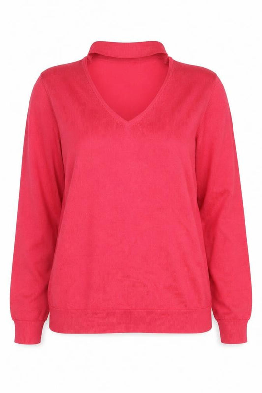 Per Una  Womens Pink  Polyester Basic T-Shirt Size 14 V-Neck