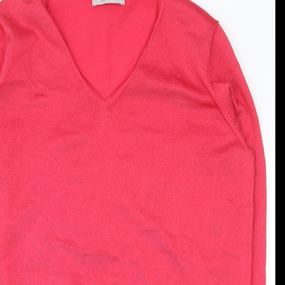 Per Una Womens Pink  Polyester Basic T-Shirt Size 14 V-Neck