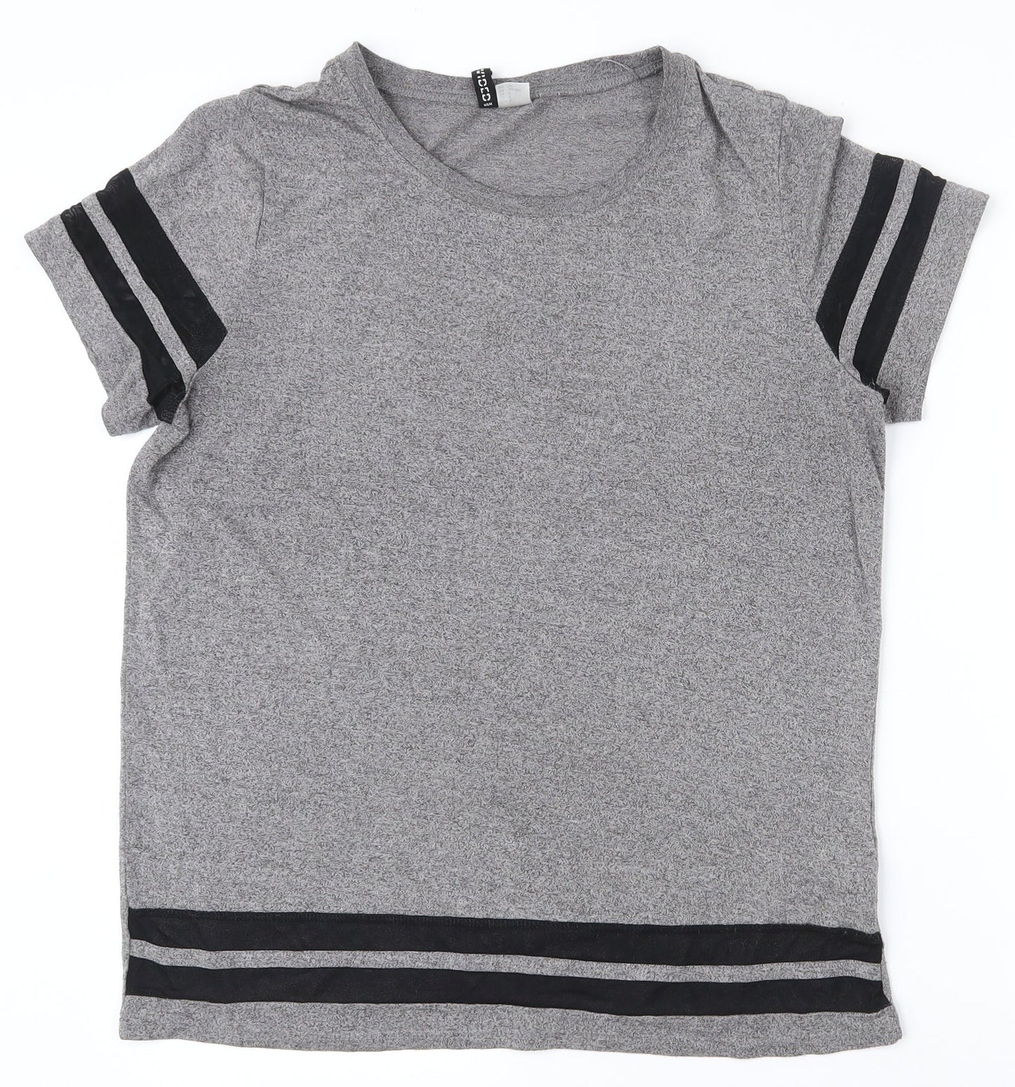 H&M Womens Grey  Polyester Basic T-Shirt Size S Round Neck