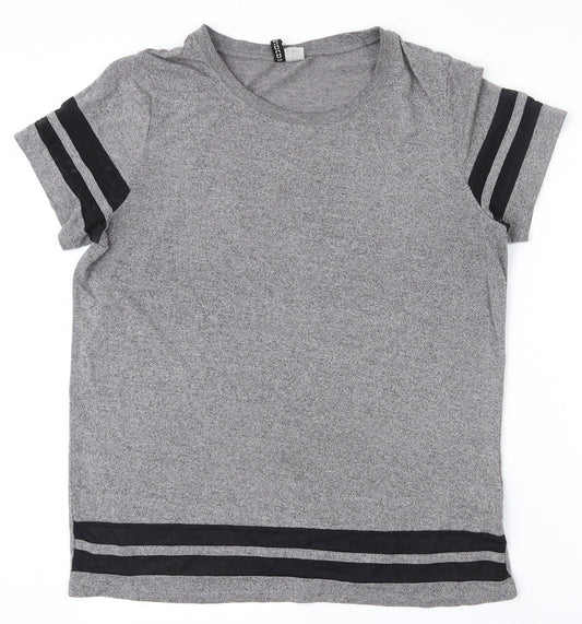 H&M Womens Grey  Polyester Basic T-Shirt Size S Round Neck