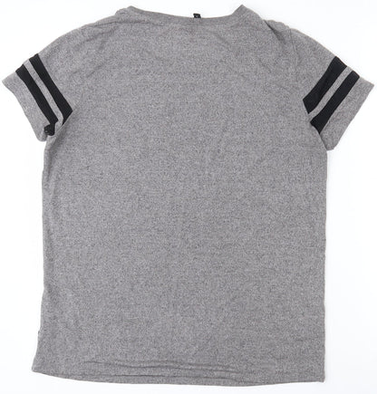 Preloved H&M Womens Grey  Polyester Basic T-Shirt Size S Round Neck - Back