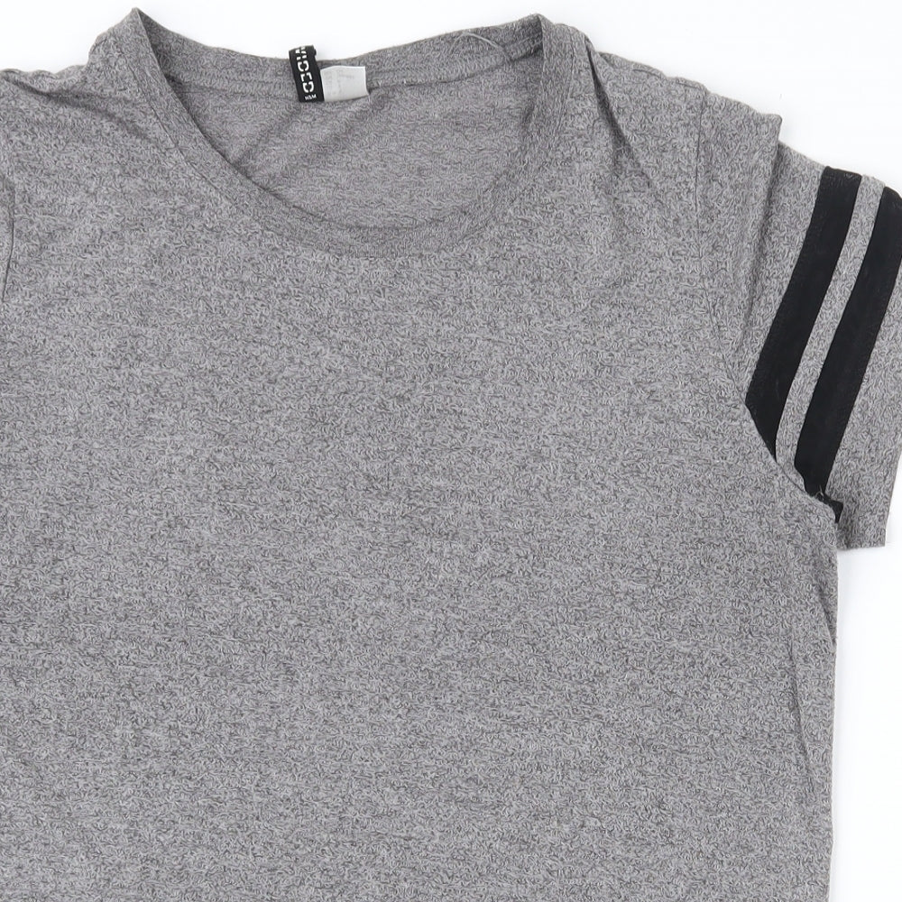 H&M Womens Grey  Polyester Basic T-Shirt Size S Round Neck