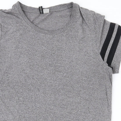 Preloved H&M Womens Grey  Polyester Basic T-Shirt Size S Round Neck - Detail