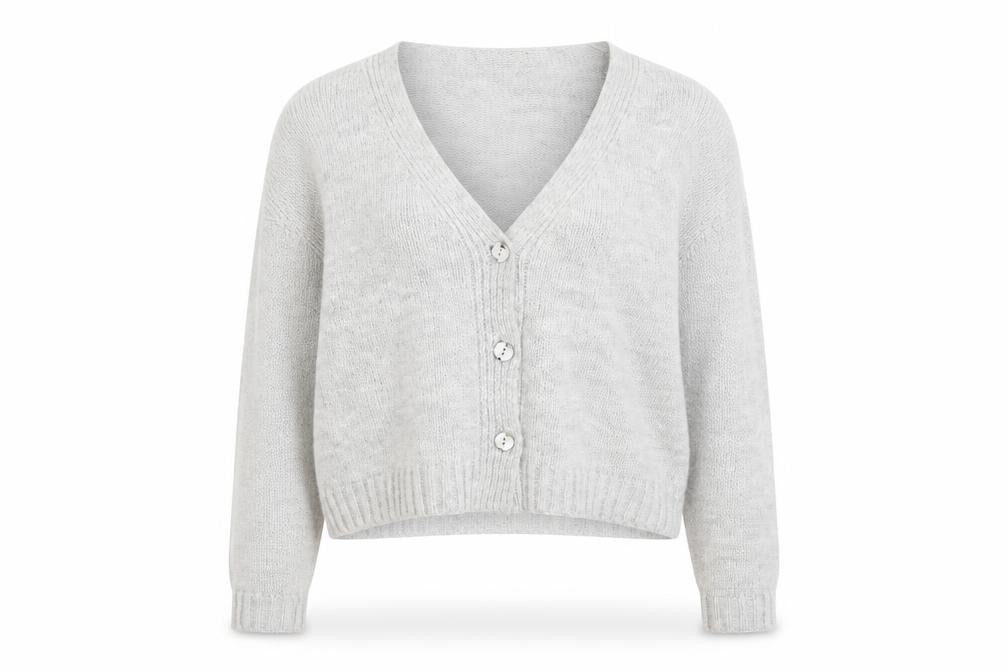 Nada del Riccio Womens Grey V-Neck  Acrylic Cardigan Jumper Size L