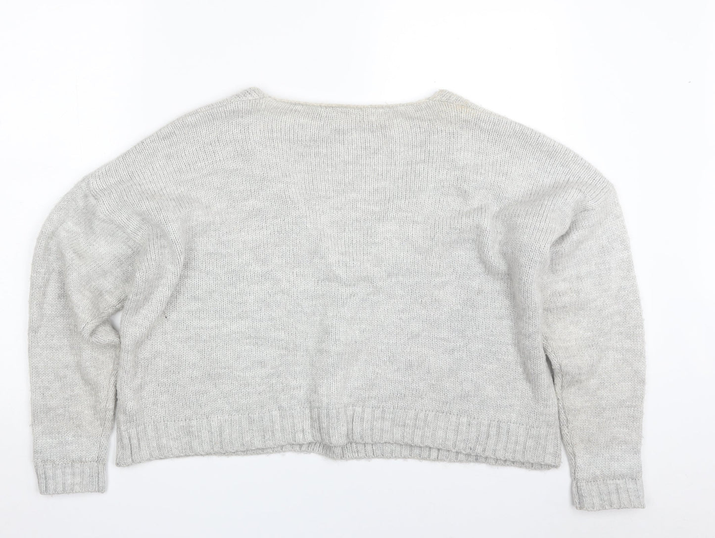 Nada del Riccio Womens Grey V-Neck  Acrylic Cardigan Jumper Size L