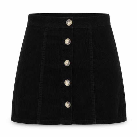 Denim & Co. Womens Black  Cotton A-Line Skirt Size 10   Button