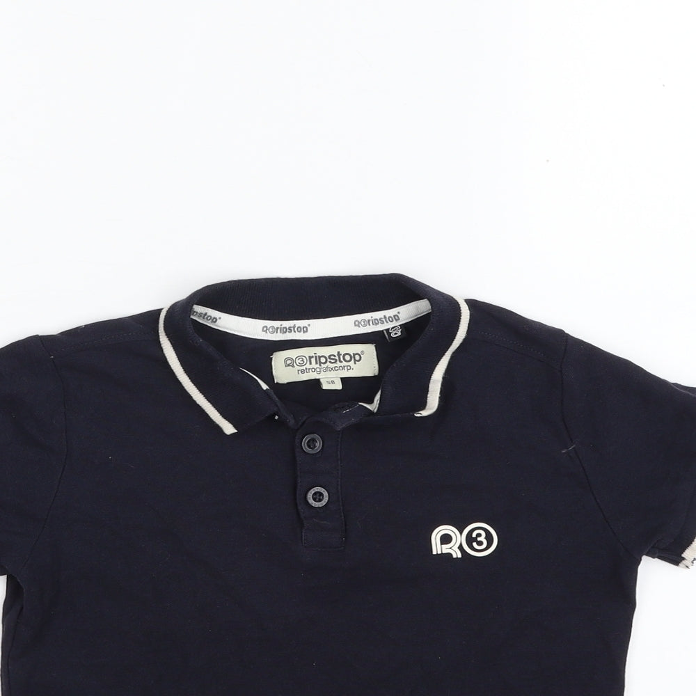 Ripstop Boys Blue  100% Cotton Basic Polo Size S Collared Button
