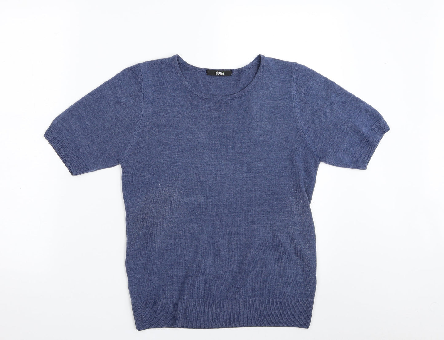 Marks and Spencer Womens Blue Crew Neck  Acrylic Pullover Jumper Size 8