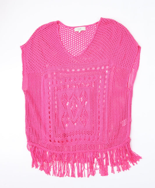 NEXT Womens Pink Round Neck  Acrylic Vest Jumper Size S