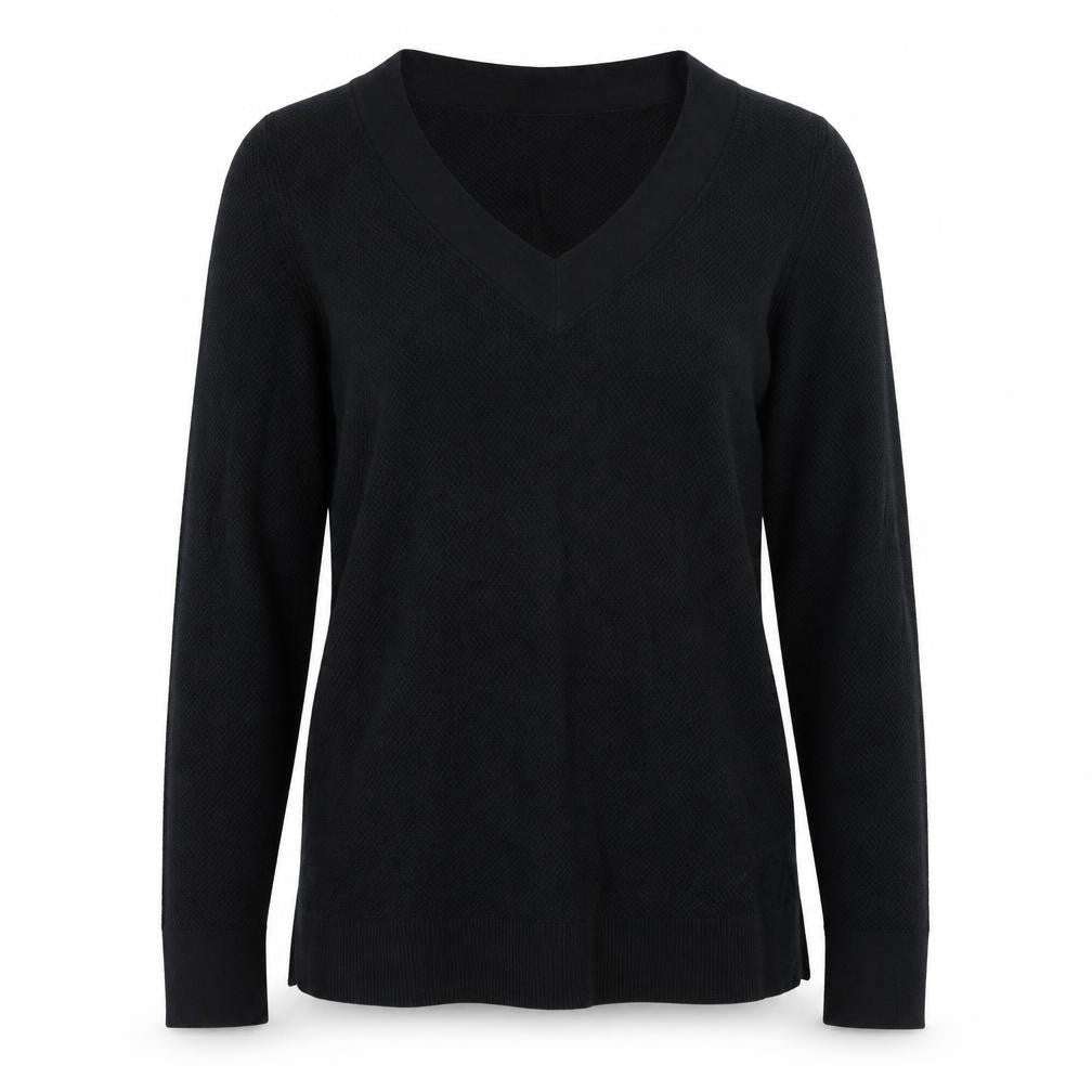 Gap Womens Black V-Neck  Cotton Pullover Jumper Size S